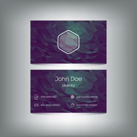 Low poly business card with polygonal vector background. Company presentation and icons for contacts.   vector illustration.のイラスト素材