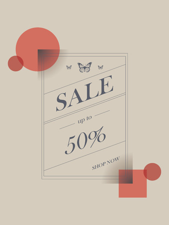 Retro sale poster or banner with vintage style typography and graphic design for discounts promotion. Eps10 vector illustration.のイラスト素材