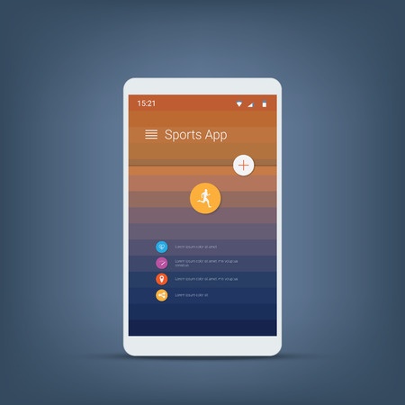 Fitness tracker or sports app user interface icons template for smartphone. Eps10 vector illustration.のイラスト素材