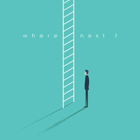 Corporate ladder concept illustration. Businessman making big career decision. Eps10 vector illustration.のイラスト素材