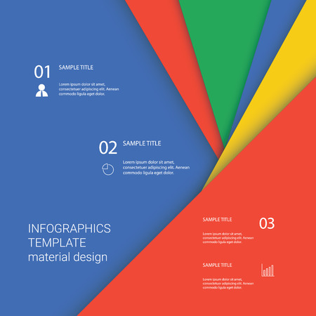 Infographics template on colorful material design vector background. vector illustration.のイラスト素材