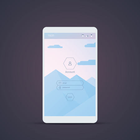 Mobile user interface vector template with material design polygonal background.のイラスト素材