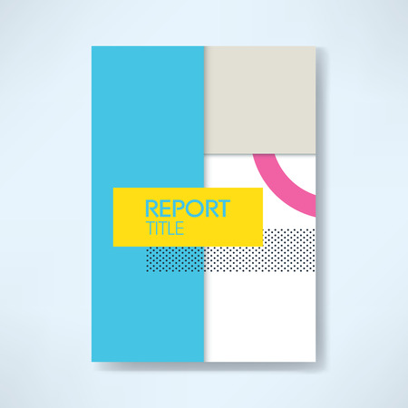 Report cover template in modern material design style with geometric shapes.のイラスト素材
