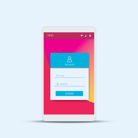 Mobile login menu template with modern material design for smartphone app.のイラスト素材