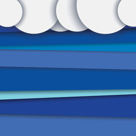 Modern abstract material design vector background with layers. Clouds on top, blue sky in backdrop.のイラスト素材