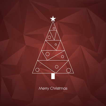 Modern abstract christmas tree vector card template with line art xmas holiday symbol on low poly background.のイラスト素材