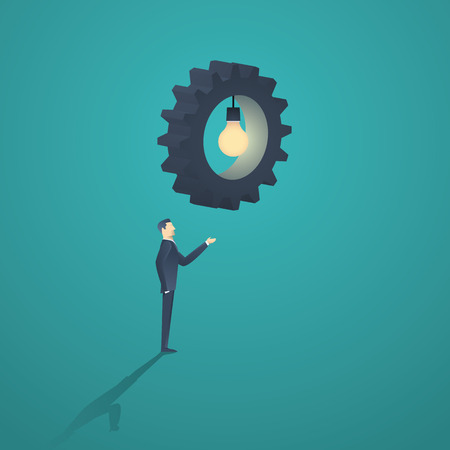 Creative solution business concept with one businessman and gear lightbulb.のイラスト素材