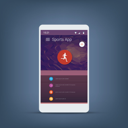Fitness tracker smartphone user interface vector icons for sports applications.のイラスト素材
