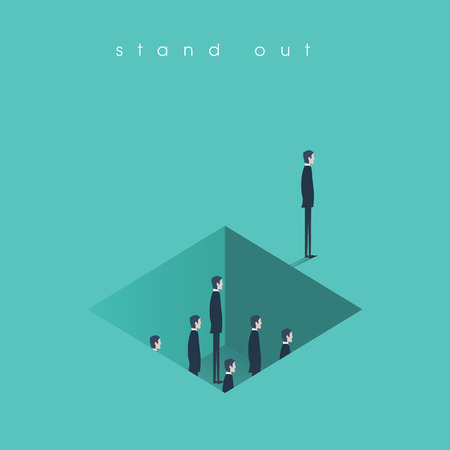 Standing out from the crowd business concept with other businessmen in hole. Talent or special skills symbolのイラスト素材