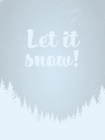 Winter landscape vector background. Christmas card template with forest silhouette. Eps10 vector illustration.のイラスト素材