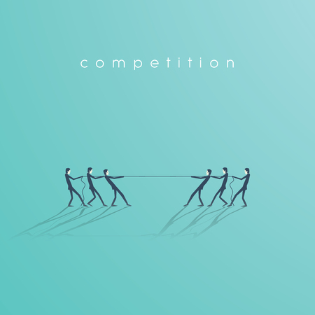 Business tug of war vector symbol with businessman pulling rope as a symbol of business competition.のイラスト素材