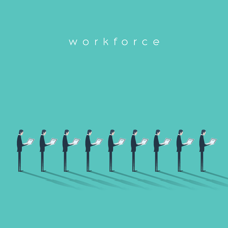 Business workforce vector illustration concept with businessmen doing menial repetitive jobのイラスト素材
