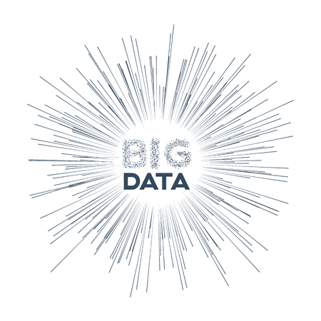 Big data visualization vector concept with data flow. Data analysis, selection, processing symbol. Isolated on white background.のイラスト素材