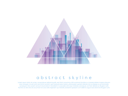 Abstract corporate business cityscape vector background with transparent shapes. Modern urban skyline with geometric shapes.の写真素材