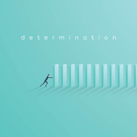 Businessman building domino bricks. Symbol of determination, focus, strategy, plan, stability and future.のイラスト素材