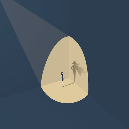 Businesswoman with super hero shadow vector conceptのイラスト素材