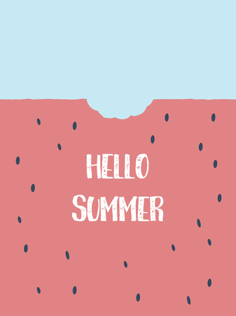 Summer poster background with watermelon vector illustration. Bite in a melon slice. Eps10 vector illustration.の写真素材