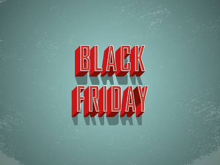 Black Friday sale banner or poster vector with retro vintage grunge worn creative extruded letters with bezels. Sale promotion, special offers and discounts advertising. Eps10 vector illustration.のイラスト素材