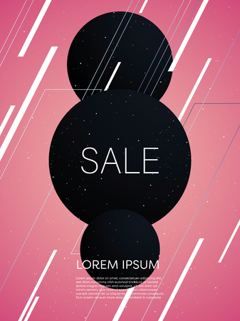 Big sale vector illustration with abstract geometric shapes on pink background. Sales promotion, special offers and deals advertising. Eps10 vector illustration.のイラスト素材