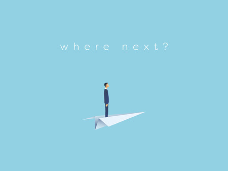 Business future vector illustration with businessman on paper plane. Symbol of mission, plan, vision, opportunity in business. Eps10 vector illustration.のイラスト素材