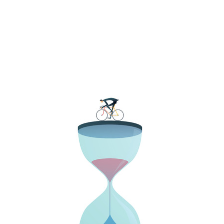 Business project deadline vector concept with businessman racing against clock, hourglass. Symbol of stress, being under pressure, management and urgency. Eps10 vector illustration.のイラスト素材