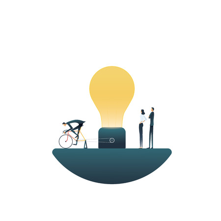 Business team creative teamwork vector concept. Symbol of creativity, brainstorming, original solutions, inventions and innovations. Eps10 vector illustration.のイラスト素材