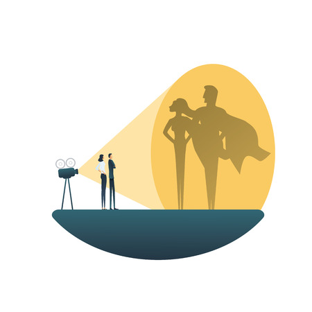 Business superhero team vector concept. Business man and woman. Symbol of power, strength, leadership, courage and teamwork.のイラスト素材