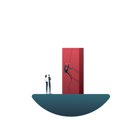 Business teamwork challenge and overcoming obstacles vector concept. Symbol of team, goals, mission objectives, motivation, leadership and success. Eps10 vector illustration.のイラスト素材