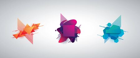 Set of geometric modern gradient color 3d vector objects for backgrounds. Suitable for sales, shopping promotion and advertisement. Eps10 illustration.のイラスト素材