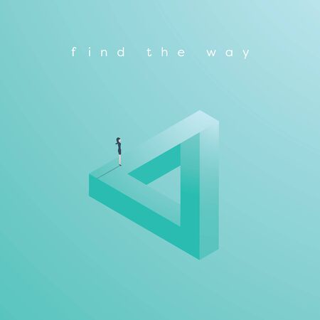 Impossible situation in business vector concept. Finding solution, overcoming obstacles, challenges. Motivation and ambition symbol.のイラスト素材