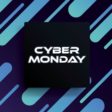 Cyber monday sale vector banner template with 3d shapes and modern design. Special offers for digital, online stores, discounts and deals promotion and advertising.のイラスト素材