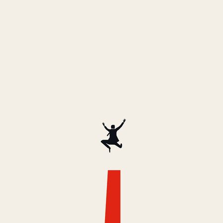 Business success vector illustration with businessman jumping in the air. Symbol of achievement, ambition, motivation, leadership and successful career.のイラスト素材