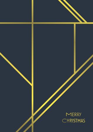 Christmas art deco vector card template. Gold geometry lines. Suitable for party invitation or postcards.のイラスト素材