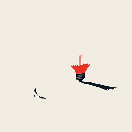 Lack of new ideas, uninspired and burnout syndrome vector concept. Broken lightbulb - symbol of creativity. No imagination and stereotype sign. Eps10 illustration.のイラスト素材