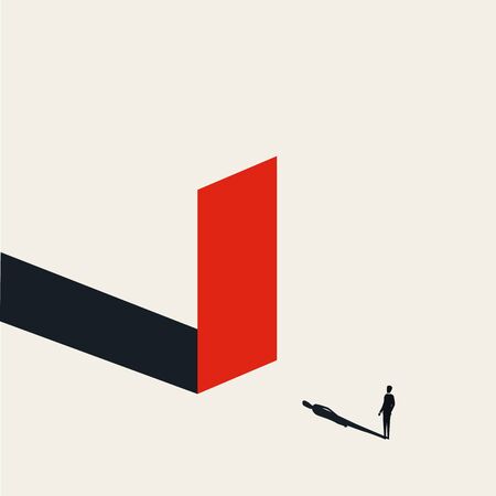 Business obstacle or challenge vector concept with businessman in front of the wallのイラスト素材
