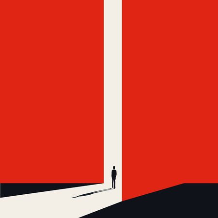 Business or career opportunity vector concept with businessman in gate. Symbol of new job, success.のイラスト素材