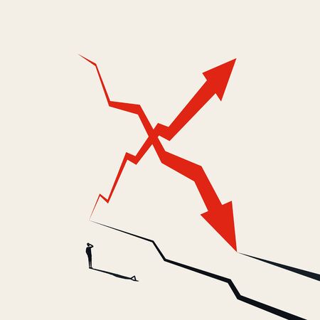 Stock market changes and fluctuations vector concept. Markets plummet and skyrocket, soar. Market analysis symbol, trading and forecast. Eps10 illustration.のイラスト素材