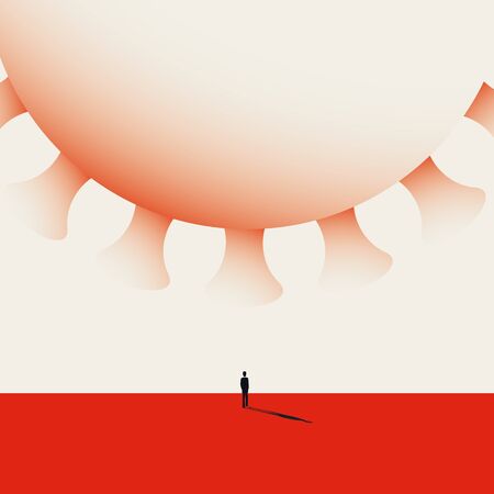 Coronavirus global pandemics vector concept and threat to economy, finance. Epidemics outbreak and uncertain future.のイラスト素材