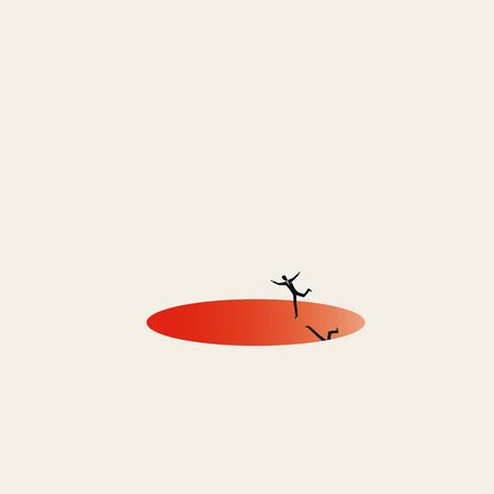 Businessman falling into hole vector concept. Symbol of debt, bankruptcy, financial crisis. Loss of job, unemployment, hopeless situation and depression.のイラスト素材