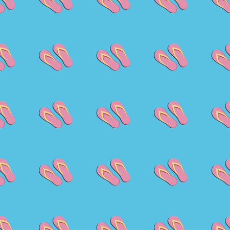Summer seamless pattern vector background with flip flops. Summertime holiday, vacation symbol....