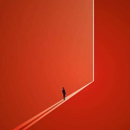 Light at the end of the tunnel vector concept. Symbol of dark times ending, hope on horizon, future success. New opportunity and overcome challenge, finding solution.のイラスト素材