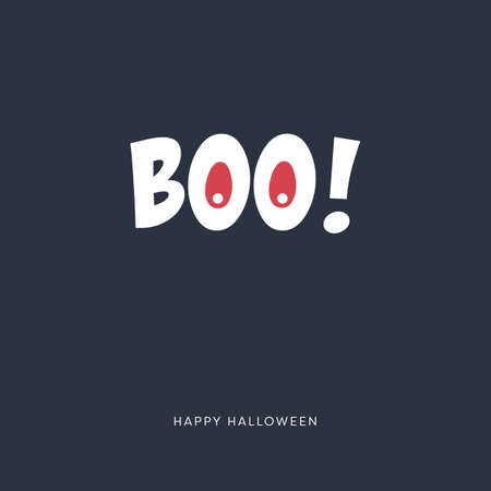 Minimal halloween card vector template with funny message. Holiday poster in simple style.のイラスト素材