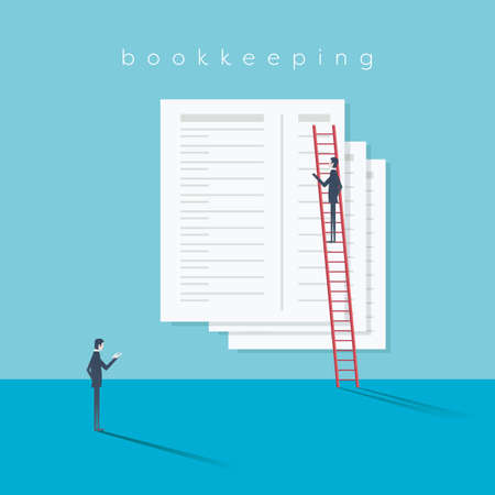Accounting website vector illustration with financial reports, bookkeeping, statements.のイラスト素材