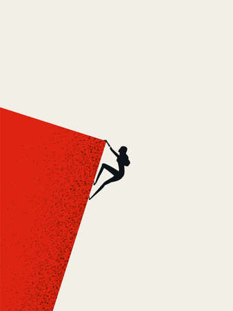 Businesswoman climbing cliff vector concept. Career promotion, progress, opportunity symbol.のイラスト素材