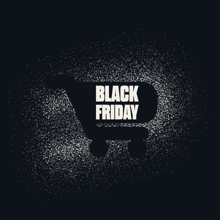 Black Friday vector sale web banner. Shopping cart symbol. Discounts, special offers promotion, advertising.のイラスト素材