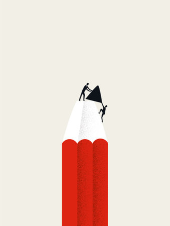 Creative teamwork in business vector concept. Creativity team cooperation, pencil symbol.のイラスト素材