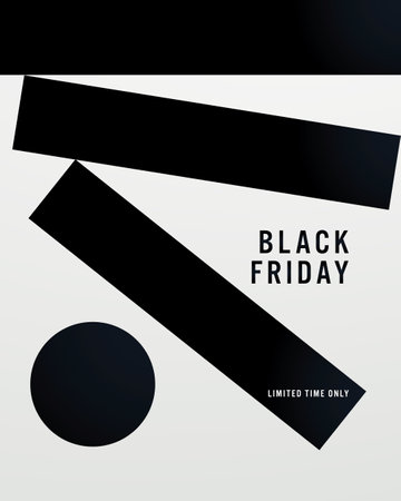 Black Friday sale poster vector template with minimal art design style. Discounts, special offers promotion.のイラスト素材