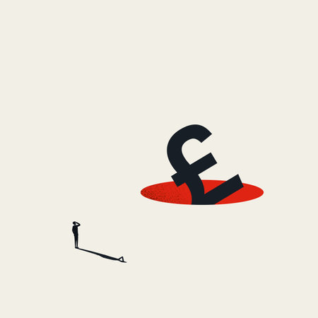 British pound losing value due to brexit, vector concept. Money, currency exchange symbol, economy depression.のイラスト素材