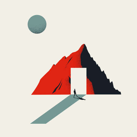 Business opportunity vector concept with door or gate. Symbol of new career, finding solution, achievement.のイラスト素材