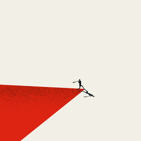 Business leadership vector concept. Business leader hitting baseball with bat. Symbol of success, achievement.のイラスト素材
